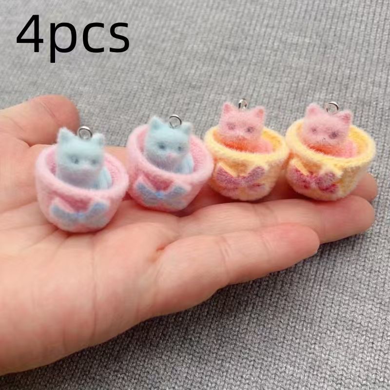 4pcs 3D plush resin cat pendan - Gaming Accessories Gifts review and price