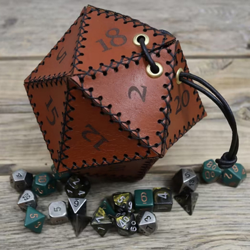Leather D20 Dice Bag Polygonal - Gaming Accessories Ideas review and price